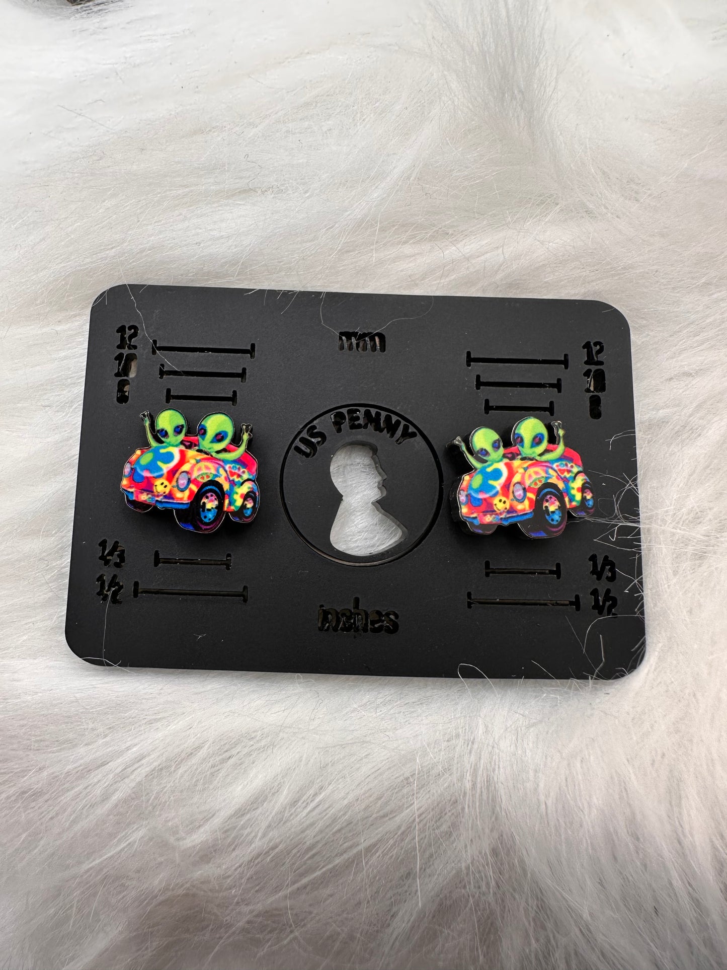 Lisa Frank Alien studs