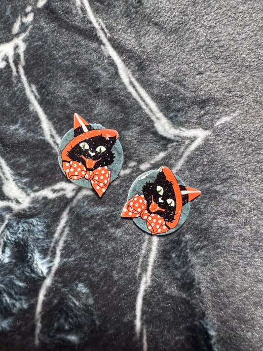 Witch Cat stud earrings