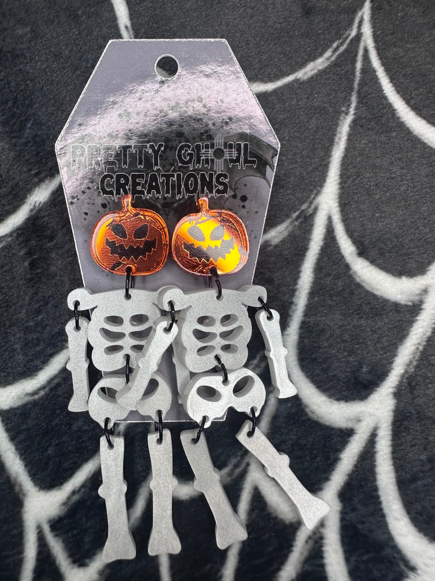 Pumpkin Skeleton Earrings