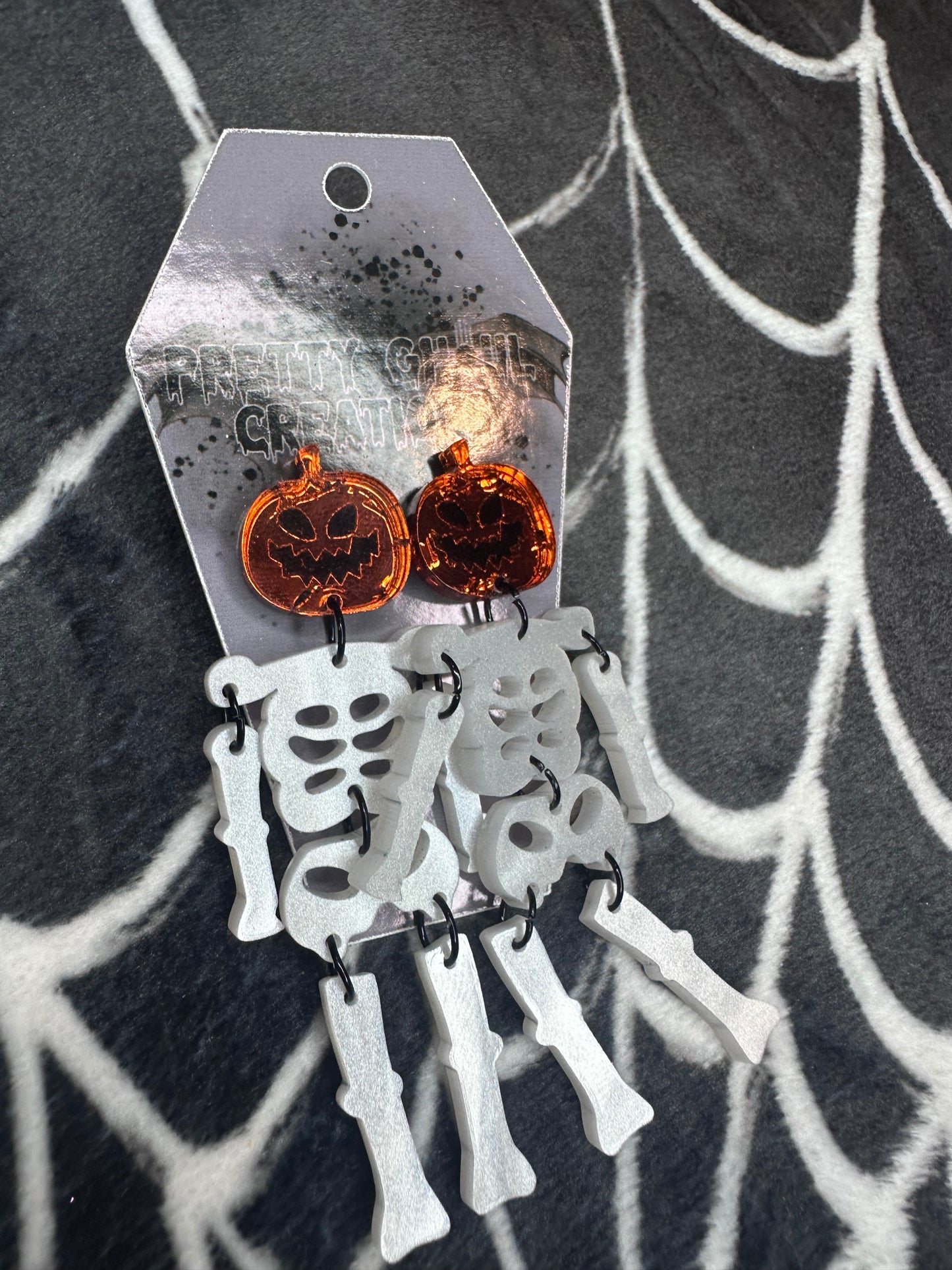 Pumpkin Skeleton Earrings