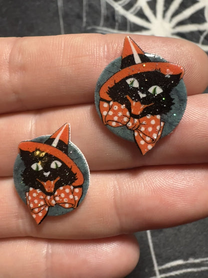 Witch Cat stud earrings