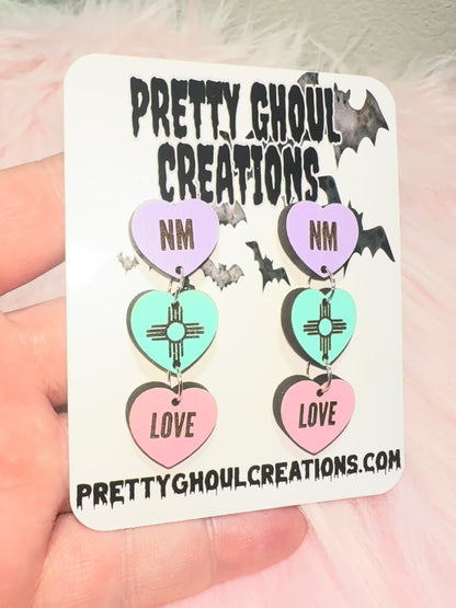 New Mexico candy heart earrings